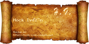 Hock Iván névjegykártya